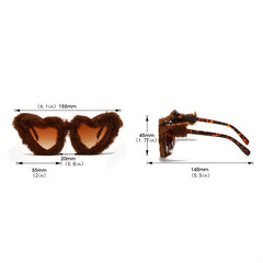 Heart Fluffy Sunglasses For Women Men Candy Glasses Photo Booth Props UV400