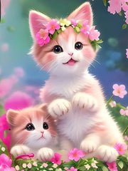 Girls Kitty Flower Sleeveless Dress For Summer Party
