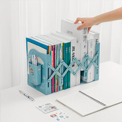 Retractable Book Stand With Pen Holder Desktop Book Storage Rack