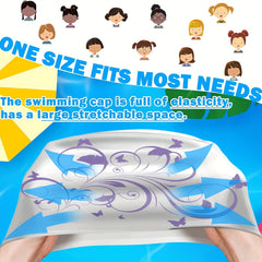 Flower Print Swim Cap PU Fabric Waterproof Bathing Cap