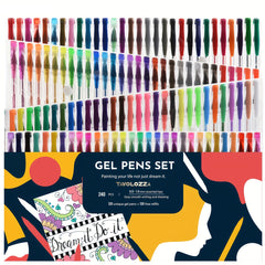 240 Gel Pens Set Non Toxic No Duplicate Glitter Metallic Neon Shades