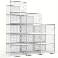 12pcs Shoe Rack Box With Door Stackable Shoe Cabinet Drawer