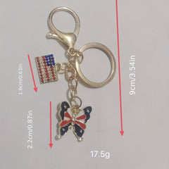 Patriotic Keychain with Diamond Decoration