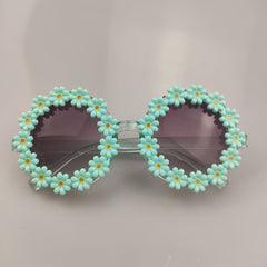 Girls Daisy Sunglasses Round Frame UV Protection Travel Outdoor Kids Accessory