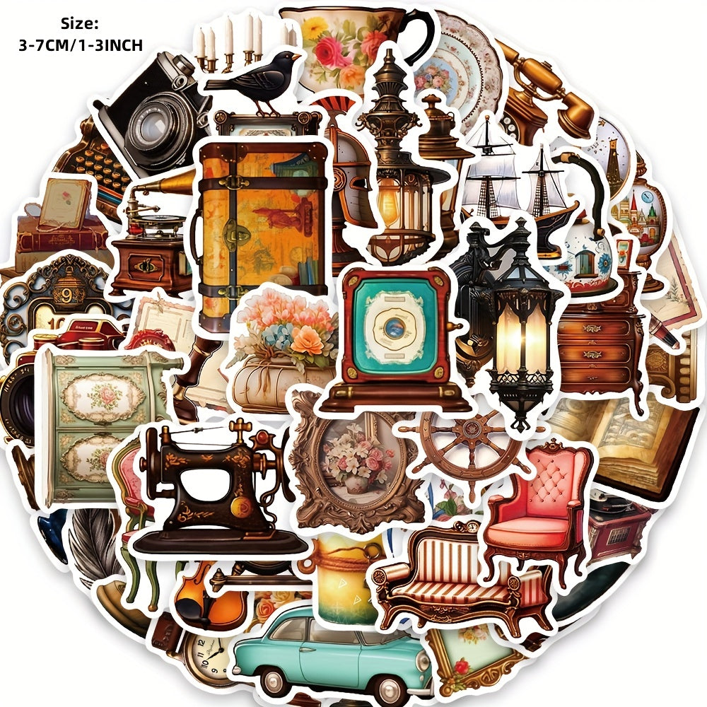 50pcs Retro Nostalgic Graffiti Stickers for DIY Decoration Waterproof Sticker