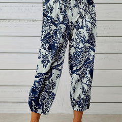 Boho Pants Women's Plus Floral Print High Rise Lantern Pants
