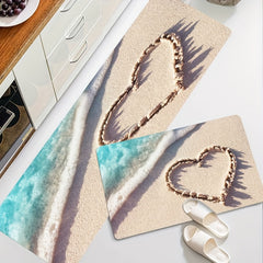 Beach Element Heart Print Rug Romantic Warm Mat