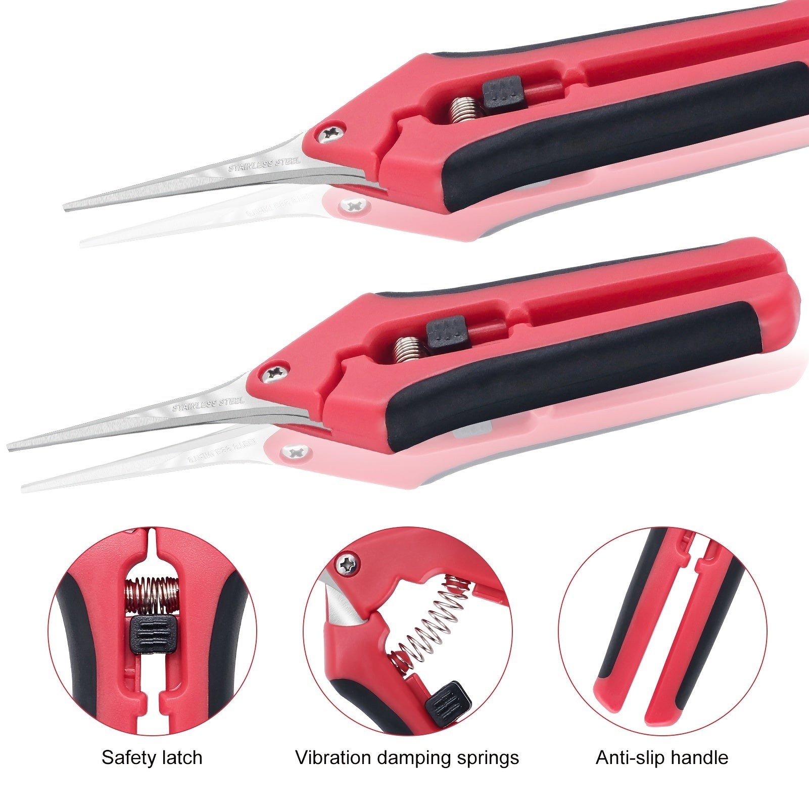 3pcs Pruning Shears Straight Blades Stainless Steel Pruning Scissors