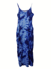  Tie Dye Maxi Cami Dress With Pockets