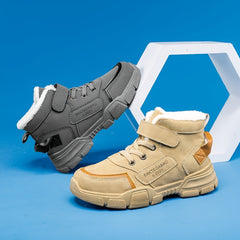 Kids Snow Boots Lace Up Fleece Lined Anti-slip Shoes