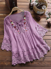  Floral Appliques Guipure Lace Top