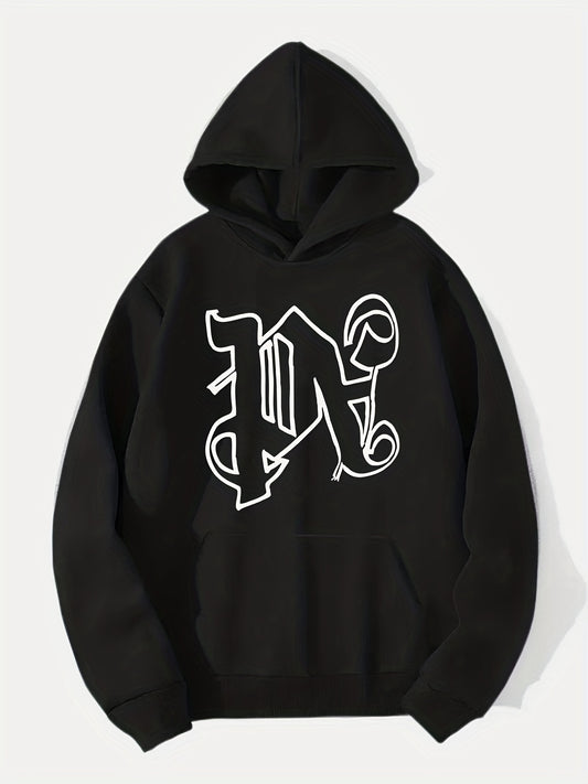 Letter Print Hoodie for Men Graphic Pullover Hooded Sweatshirt