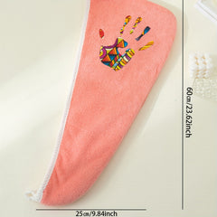 Colorful Palm Pattern Hair Drying Cap Soft Towel