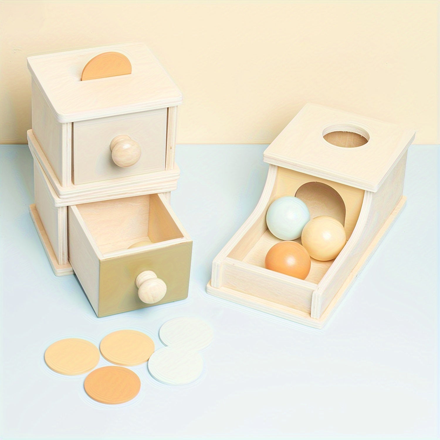Montessori Coin&Ball Box Toys Object Permanence Toys For Toddlers