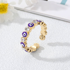 Boho Zircon Evil Eye Ring Adjustable Bling Party Jewelry