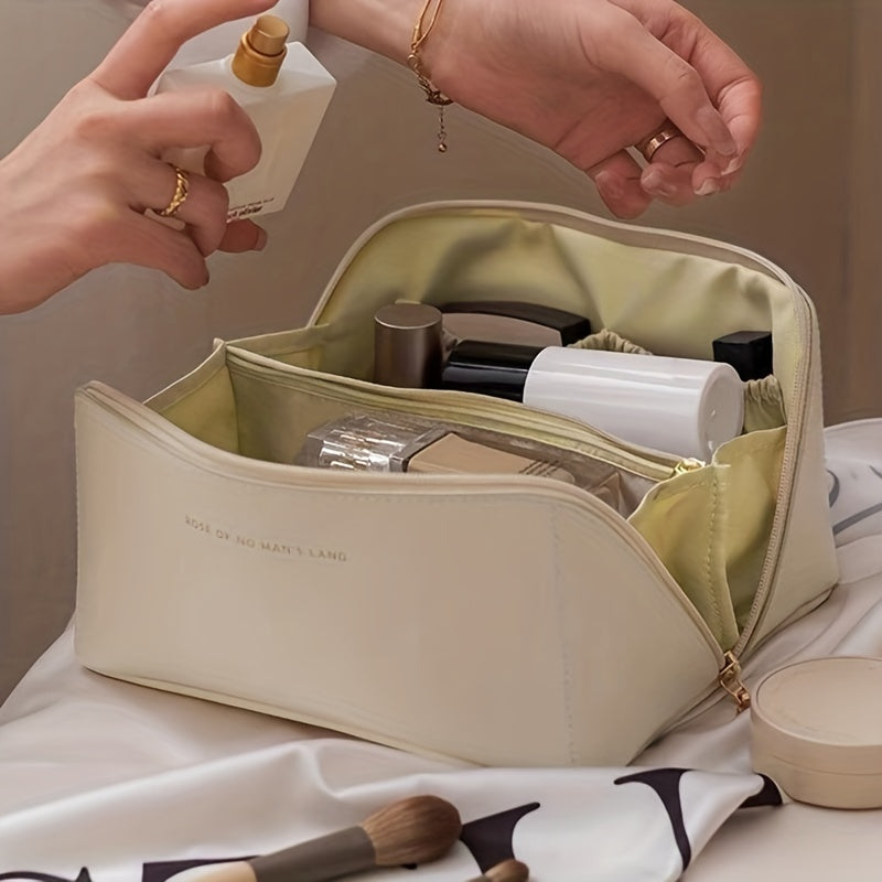 Portable PU Leather Cosmetic Case Toiletry Bag for Travel