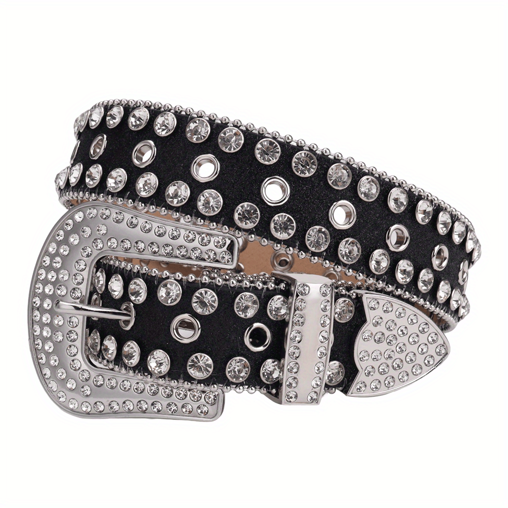 Western Rhinestone Belt Women's Punk Studded PU Leather Belts
