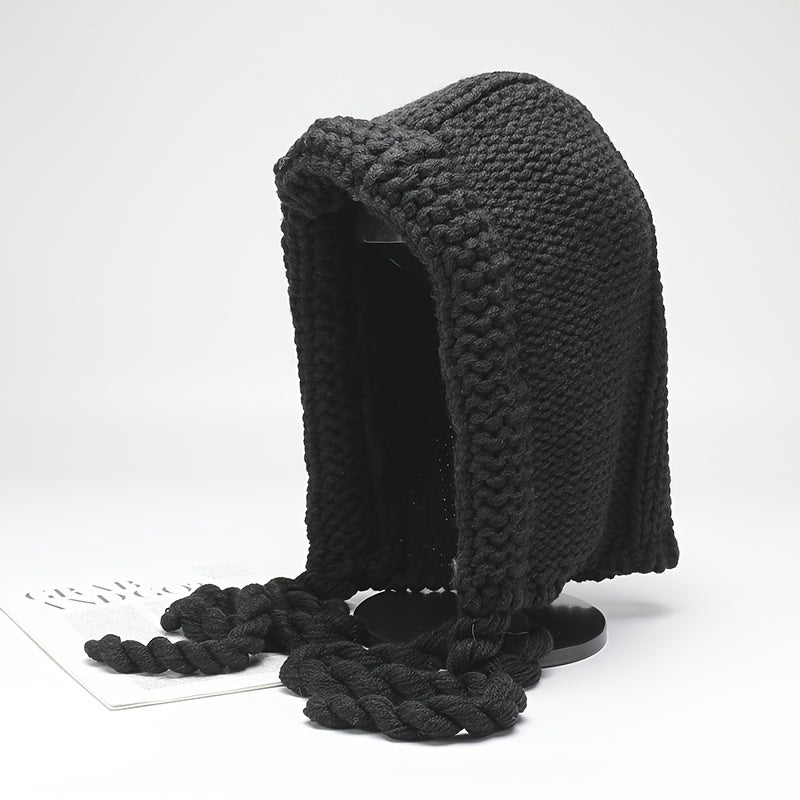 Women's Winter Hat Knitted Braided Hoodie, Valentine's Day Gift