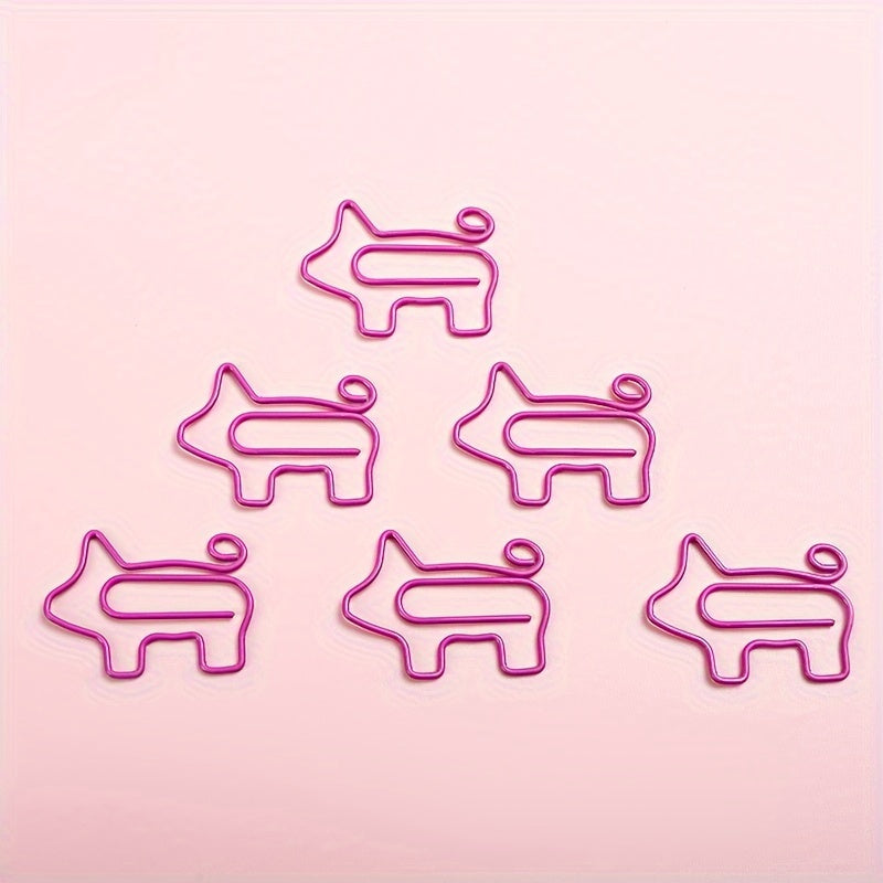 20pcs Pink Piggy Paper Clip Animal Shape Bookmark