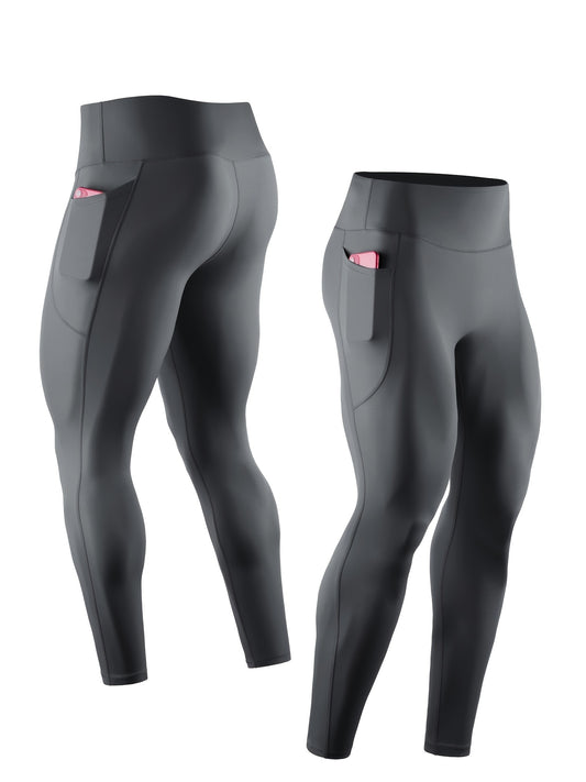 Men's Breathable Compression Leggings with Pocket for Outdoor Training