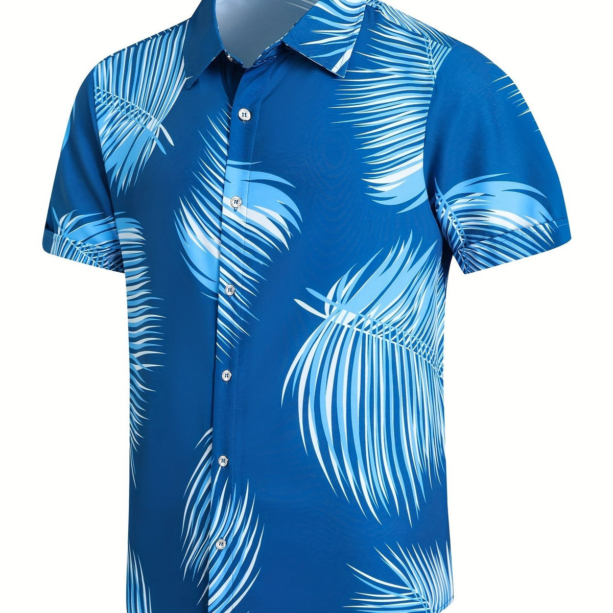 Leaf Pattern Hawaiian Shirt Men's Casual Allover Print Button Up Short Sleeve