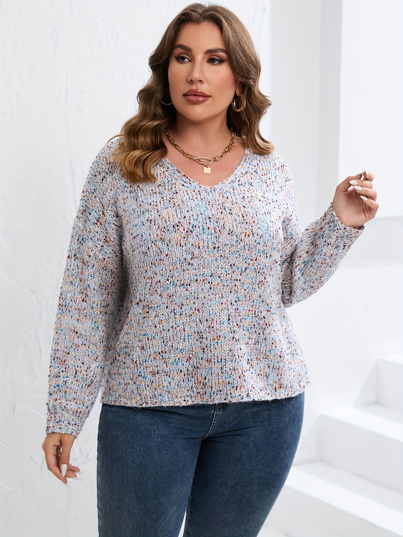  Lantern Sleeve Boat Neck Sweater Women's Plus Casual Pullover