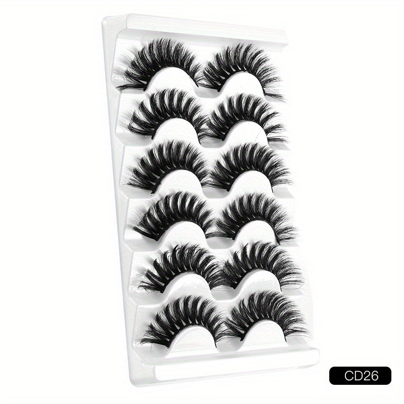 6 Pairs Natural Curling Mixed Style False Eyelashes 19 21mm Faux Mink Lashes