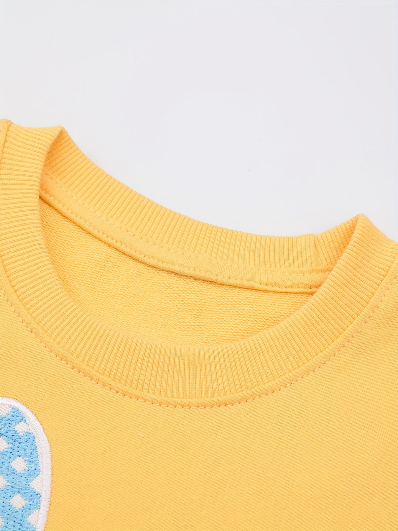 Girls' Bunny And Carrot Embroidery Sweatshirt Soft Comfy Long Sleeve Top