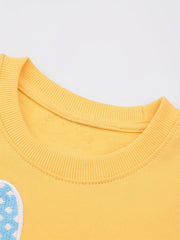 Girls' Bunny And Carrot Embroidery Sweatshirt Soft Comfy Long Sleeve Top