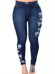 Women's Plus Floral Embroidery Skinny Jeans