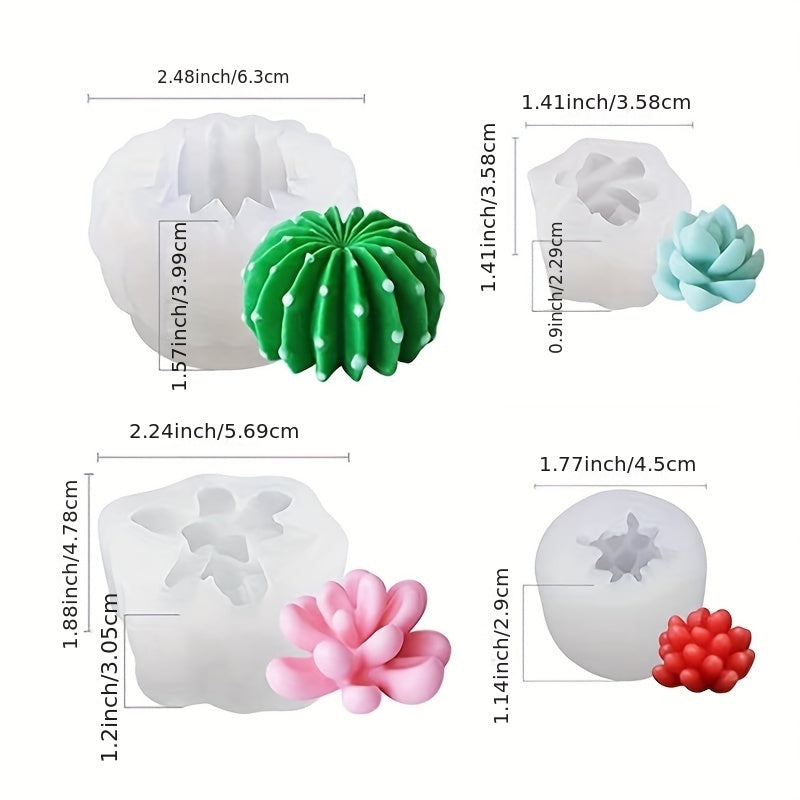 9pcs 3D Silicone Succulent Plant Chocolate Molds Baking Tool