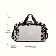 Cow Print Travel Tote Bag Waterproof Duffel with Dry/Wet Compartment