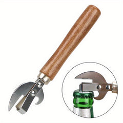 Wooden Handle Manual Can & Bottle Opener