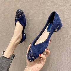 Women's Square Toe Slip-On Block Heel Shoes