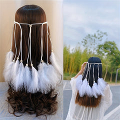 Boho Feather Tassel Headband Seaside Vacation Hair Accessory