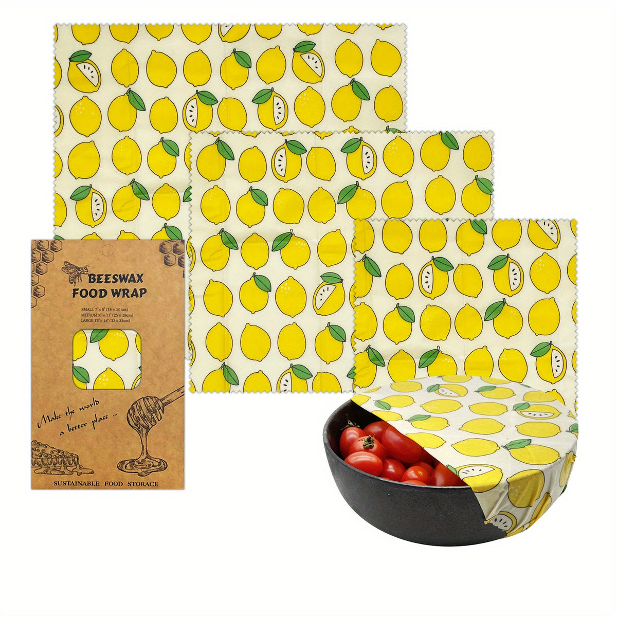 Beeswax Food Wrapping Paper Reusable Kitchen Supplies 5pcs Set