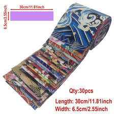 30pcs Japanese Cotton Fabric Patchwork Roll for Quilters and Sewing DIY Crafts