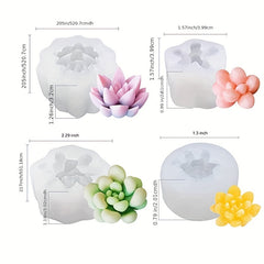 9pcs 3D Silicone Succulent Plant Chocolate Molds Baking Tool