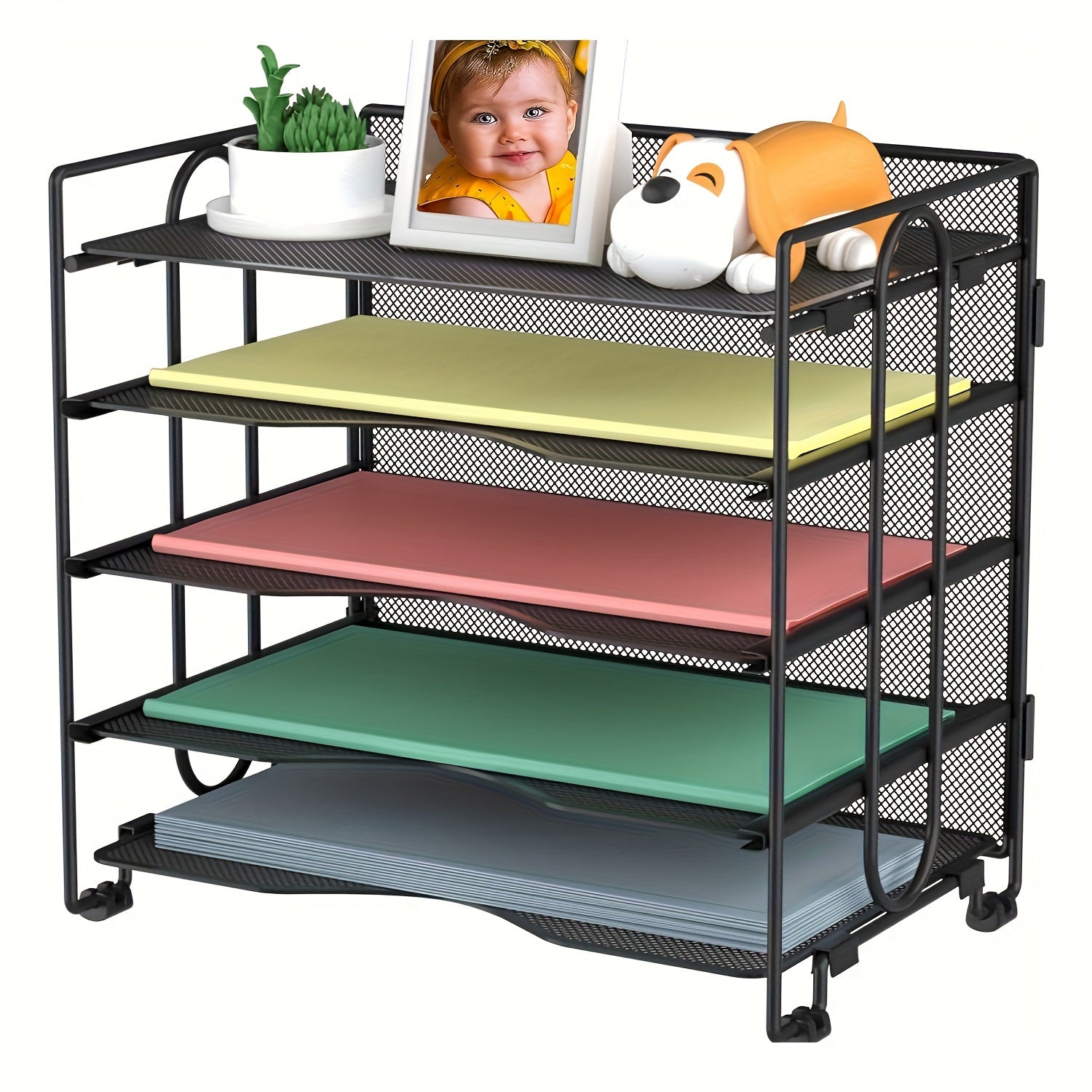 Mesh Desk Organizer Stackable Letter Trays Carbon Steel Foldable Rust Resistant