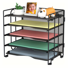 Mesh Desk Organizer Stackable Letter Trays Carbon Steel Foldable Rust Resistant