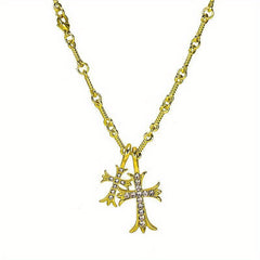 Y2K Double Cross Long Necklace Jewelry Gift