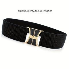 Geometric Buckle Girdle Elastic Wide Waistband for Women