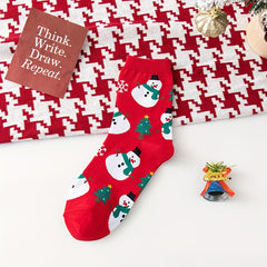 Christmas Print Socks Comfy Mid Tube Stockings