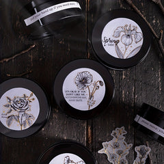 Retro Flower Stickers Set - Literary Artistic Plant Silvery Stamping DIY Decor