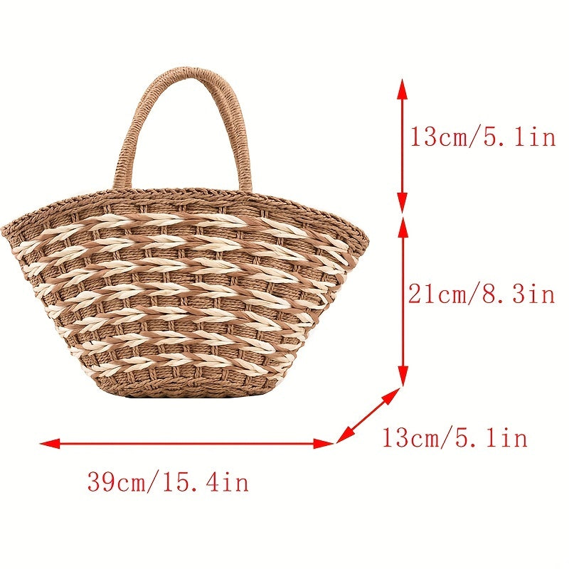 Straw Woven Tote Bag Large Beach Handbag for Travel & Shopping