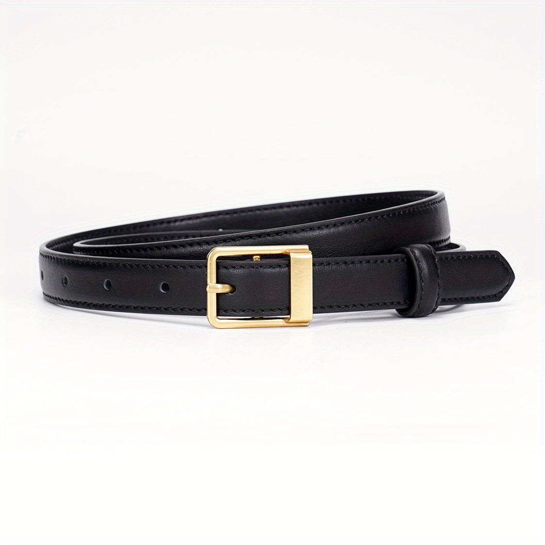 Vintage Leather Belt Rectangle Buckle Women Pants Jeans Belts