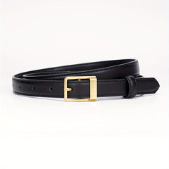 Vintage Leather Belt Rectangle Buckle Women Pants Jeans Belts