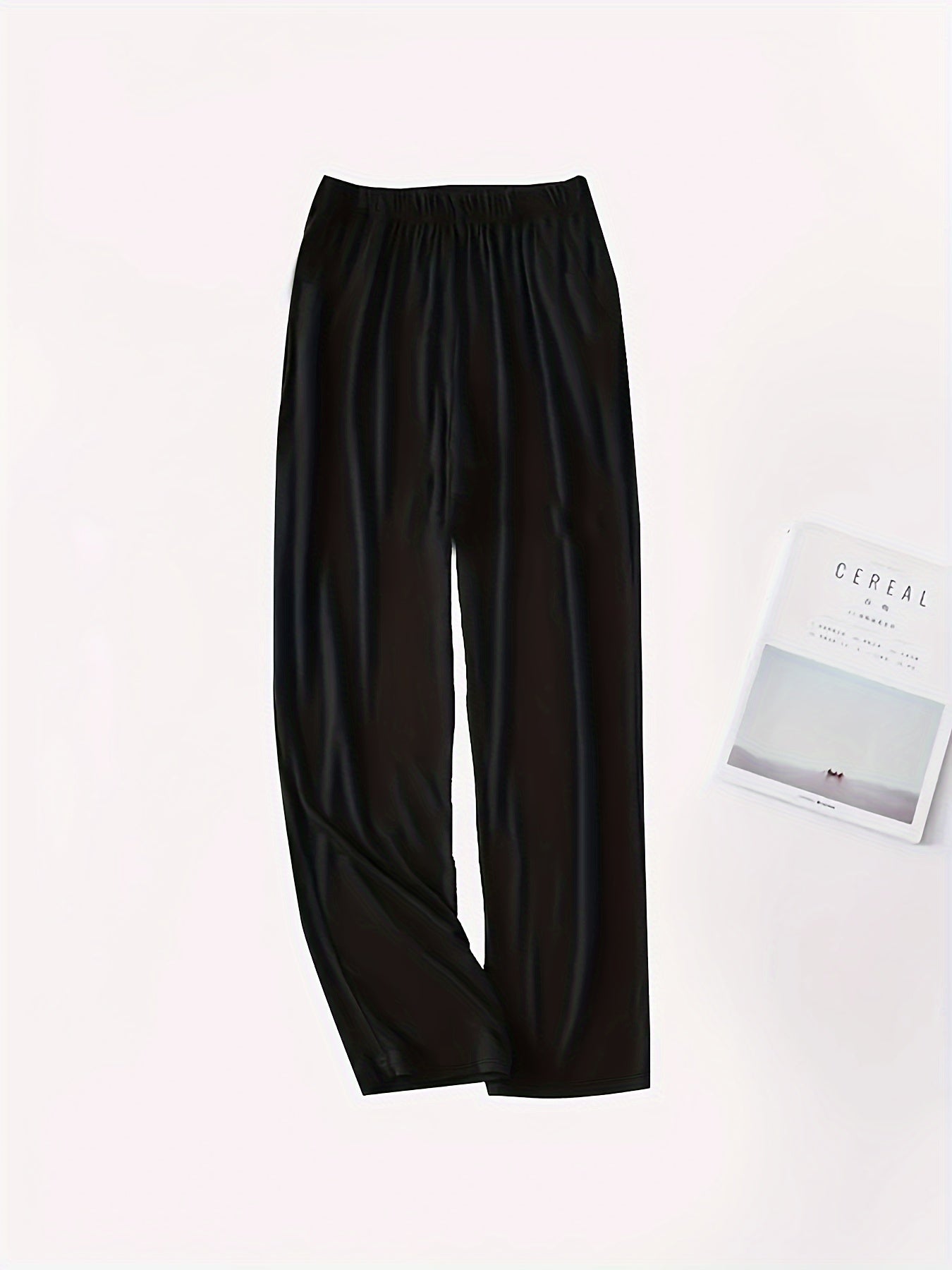 Women's Plus Solid Elastic High Rise Loose Fit Trousers