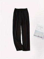 Women's Plus Solid Elastic High Rise Loose Fit Trousers
