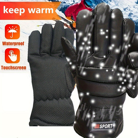 Men's Winter Warm Leather Gloves Touch Screen Thickened And Velvet Outdoor